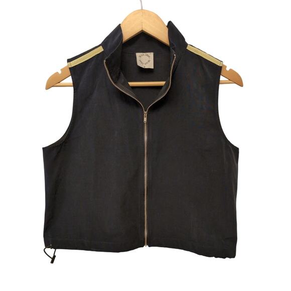 With Jean  x Ruby Lyn Track Striped Zip Front Cinch Vest Top Grunge Y2K Navy - Picture 2 of 6